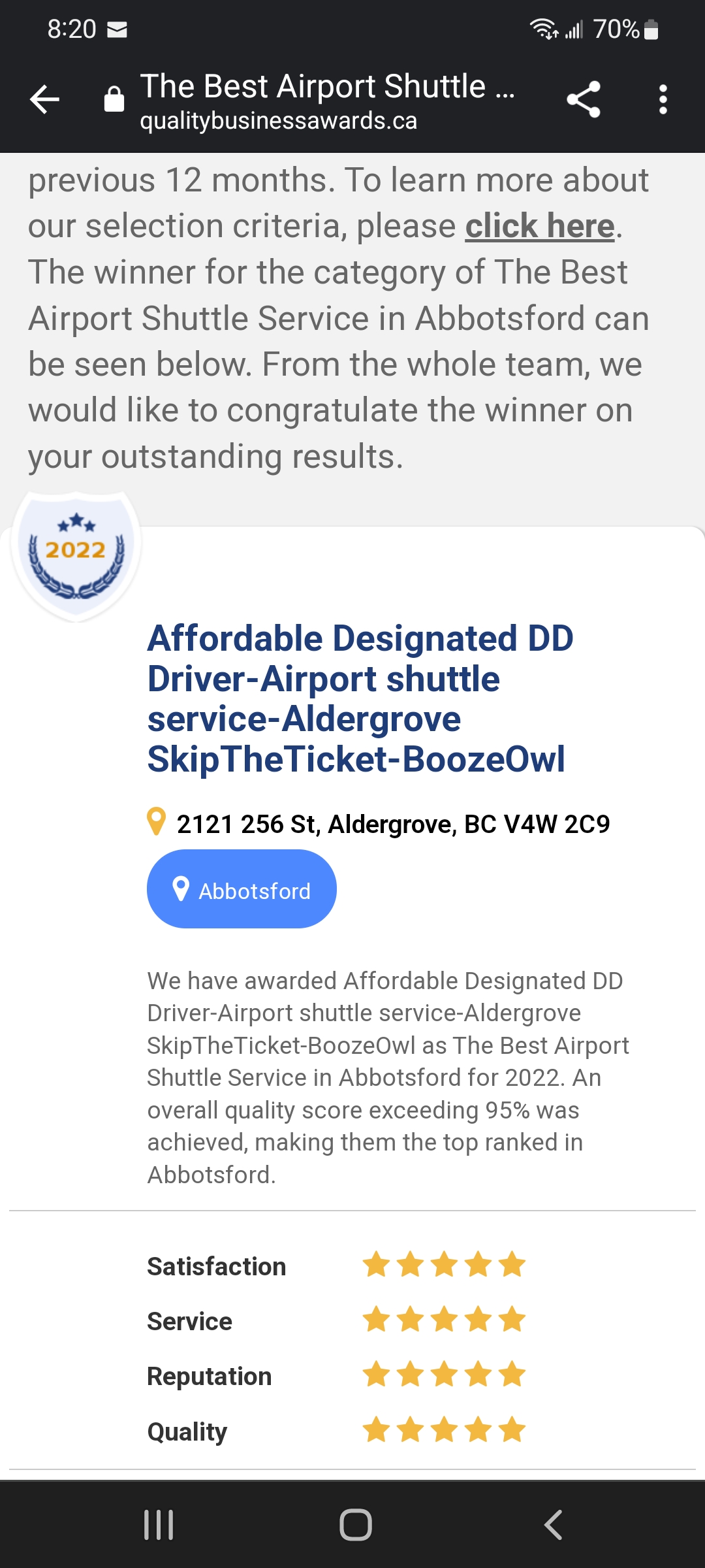 Best Abbotsford Airport service 2022